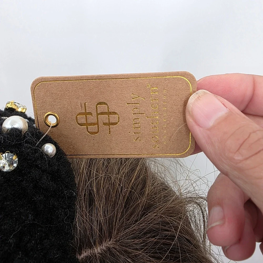 SIMPLY SOUTHERN‎ BlackTeddy Fleece Pearl Rhinestone Embellished Headband NWT